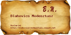 Blahovics Modesztusz névjegykártya